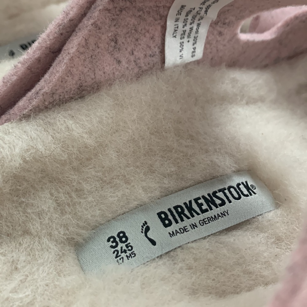 📌 Birkenstock Arizona Rivet Soft Pink shearling wool 38 US 7 narrow to reg fit - Picture 7 of 9